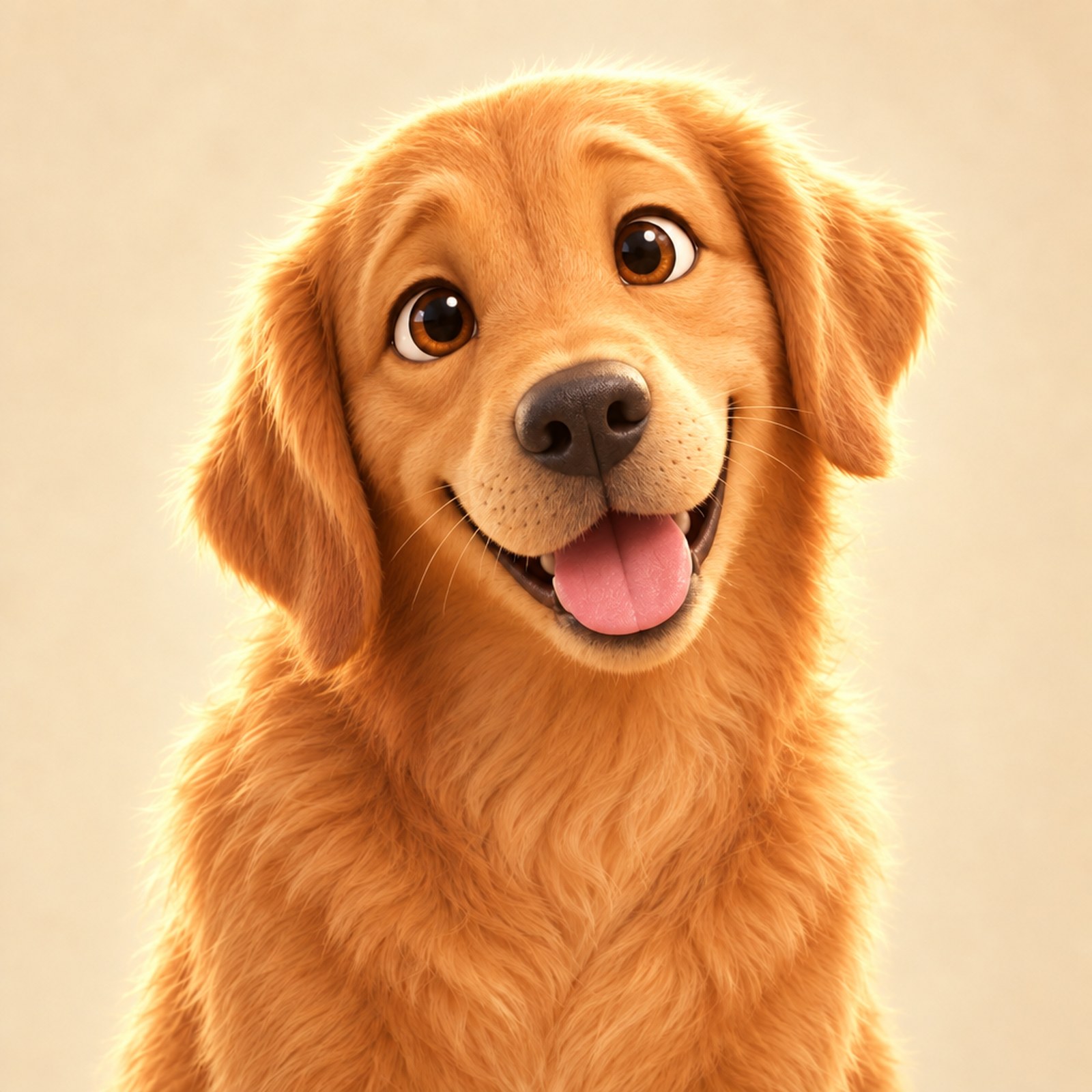 The same golden retriever drawn as an animated character